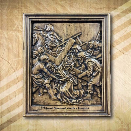 5. stáció Cirenei Simonnal vitetik a keresztet