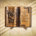 Ajándék fakönyv 50. születésnapra rózsamintával Mívesfa
