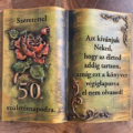 50. születésnapi rózsás fakönyv zöld-arany
