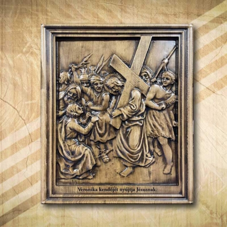 6. stáció Veronika kendőjét nyújtja Jézusnak