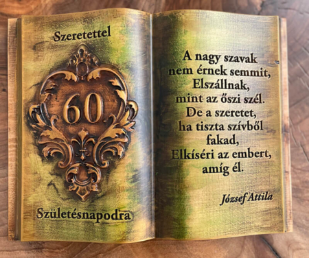 60. születésnapi fakönyv arany-zöld-Mívesfa