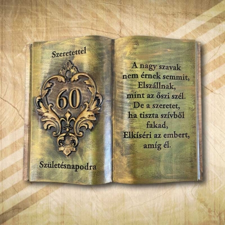 Arany és zöld színű 60. születésnapi fakönyv