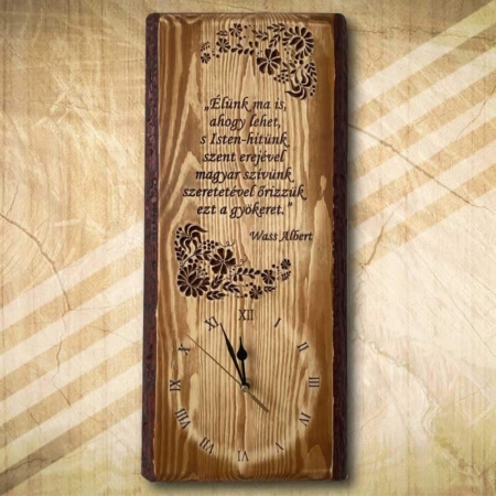 Népi motívumos idézetes falióra