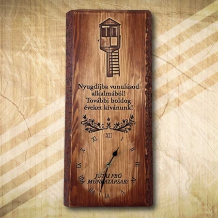 Nyugdíjas búcsúztatóra falióra őrtorony mintával